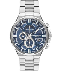 Lee Cooper  Men's Multi Function Blue Dial Silver Stainless Steel Strap Watch, LC07484.390