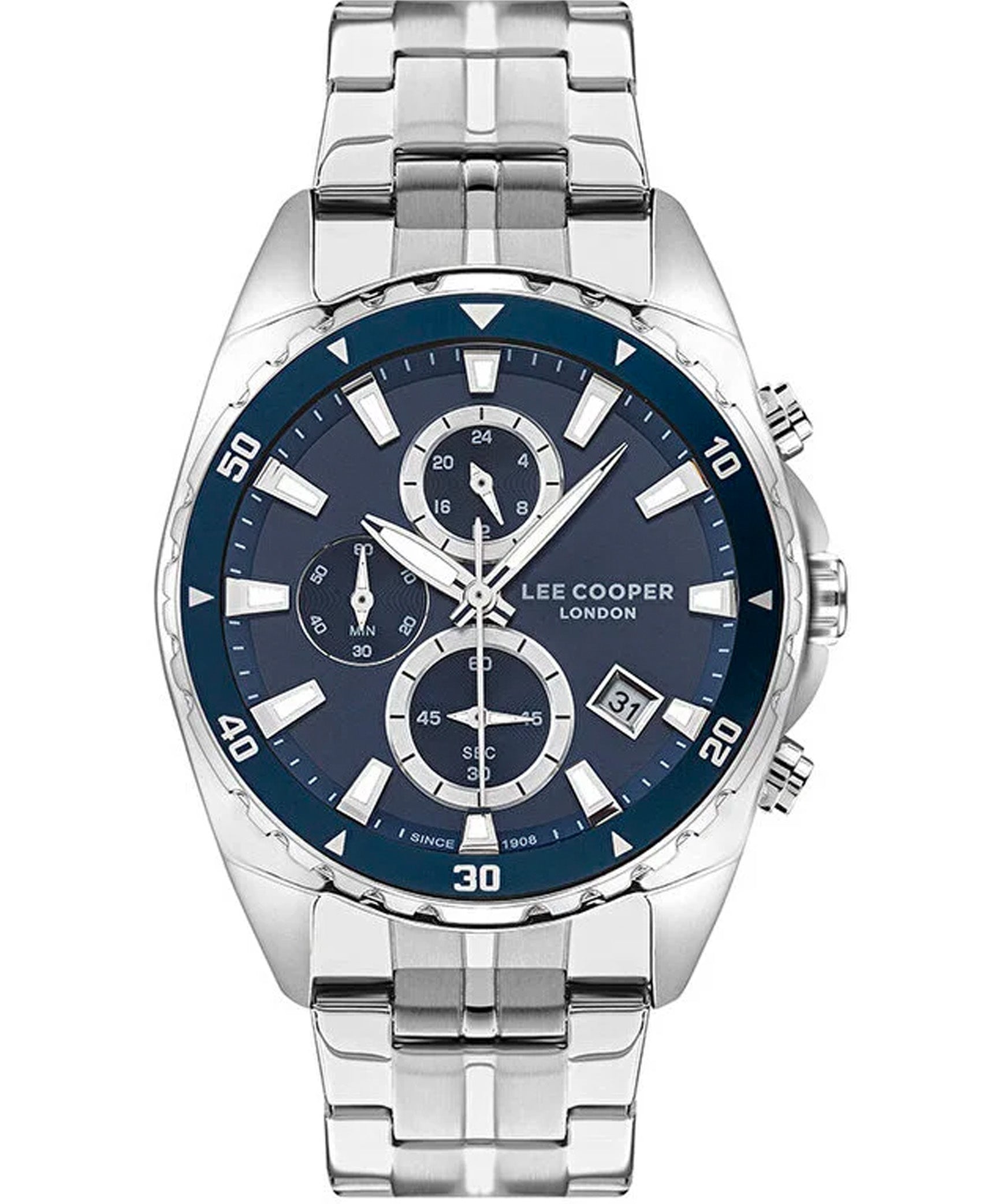 Lee Cooper  Men's Multi Function Navy Blue Dial Stainless Steel Metal Strap, Watch LC07515.390