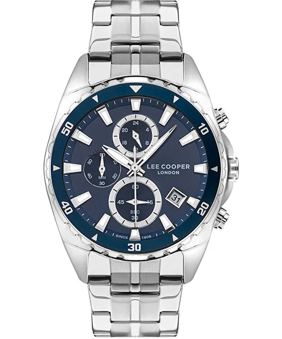 Lee Cooper  Men's Multi Function Navy Blue Dial Stainless Steel Metal Strap, Watch LC07515.390
