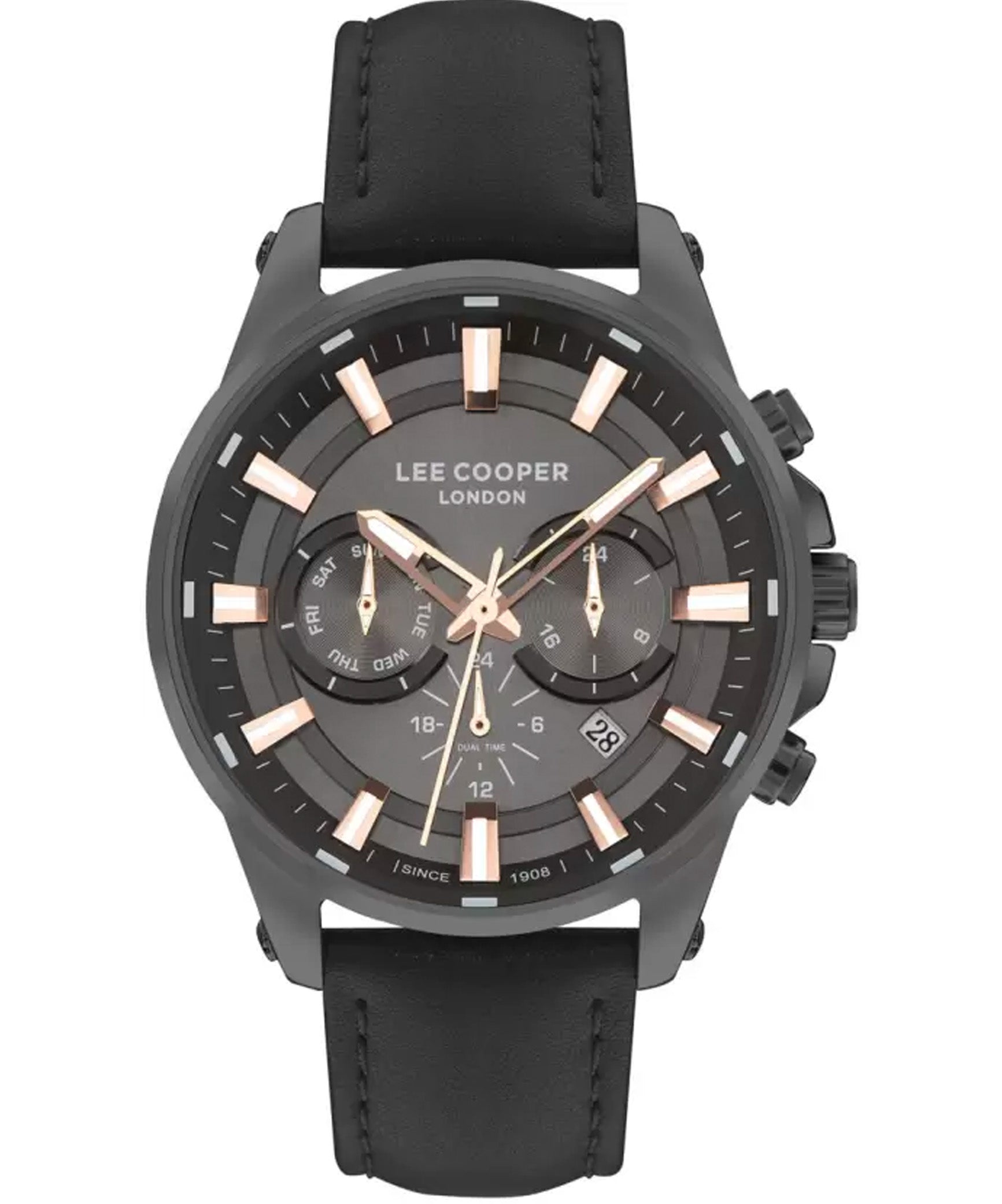 Lee Cooper   Multi Function Men's Watch Black Dial, Black Leather Strap, LC07525.651