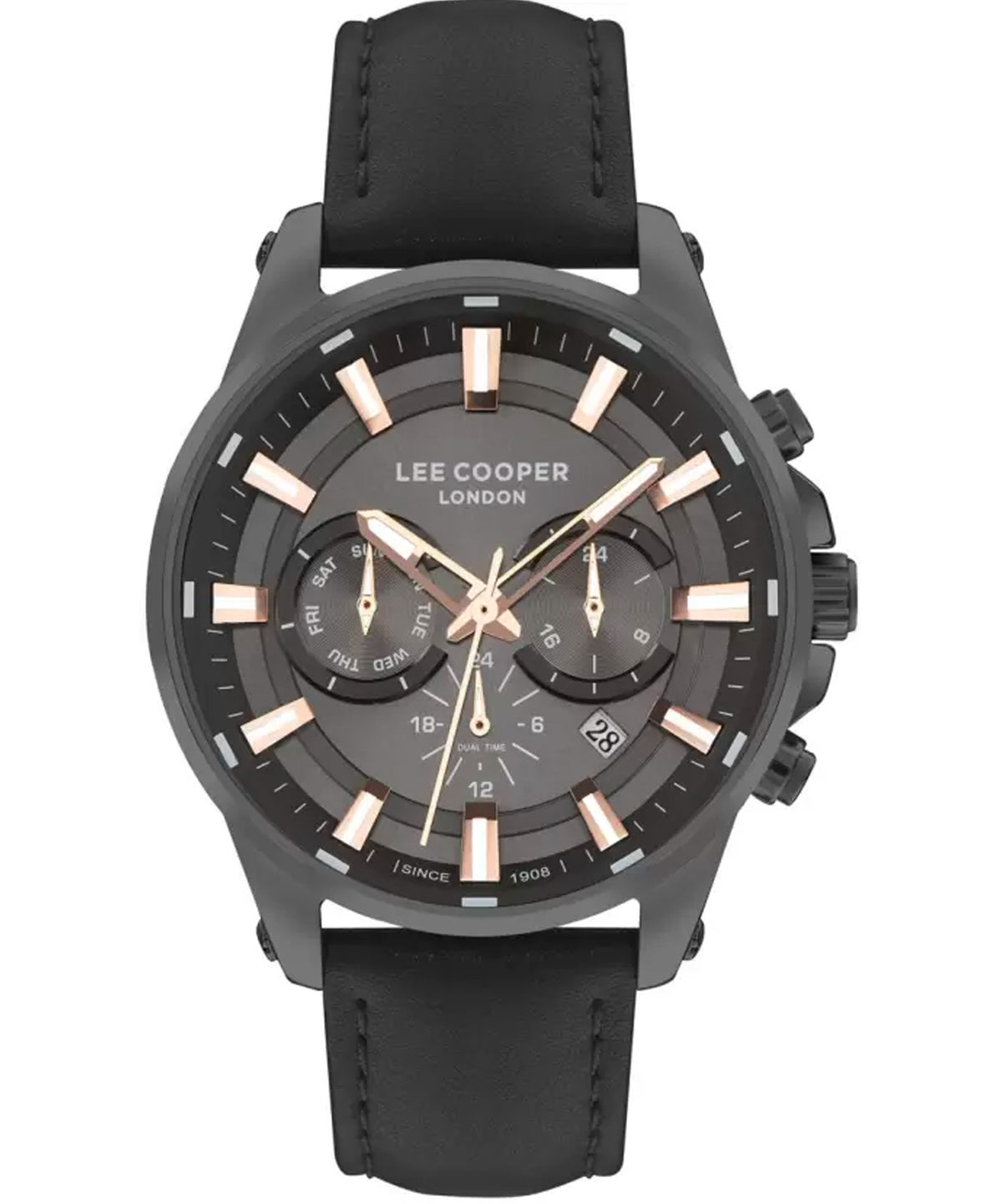 Lee Cooper   Multi Function Men's Watch Black Dial, Black Leather Strap, LC07525.651