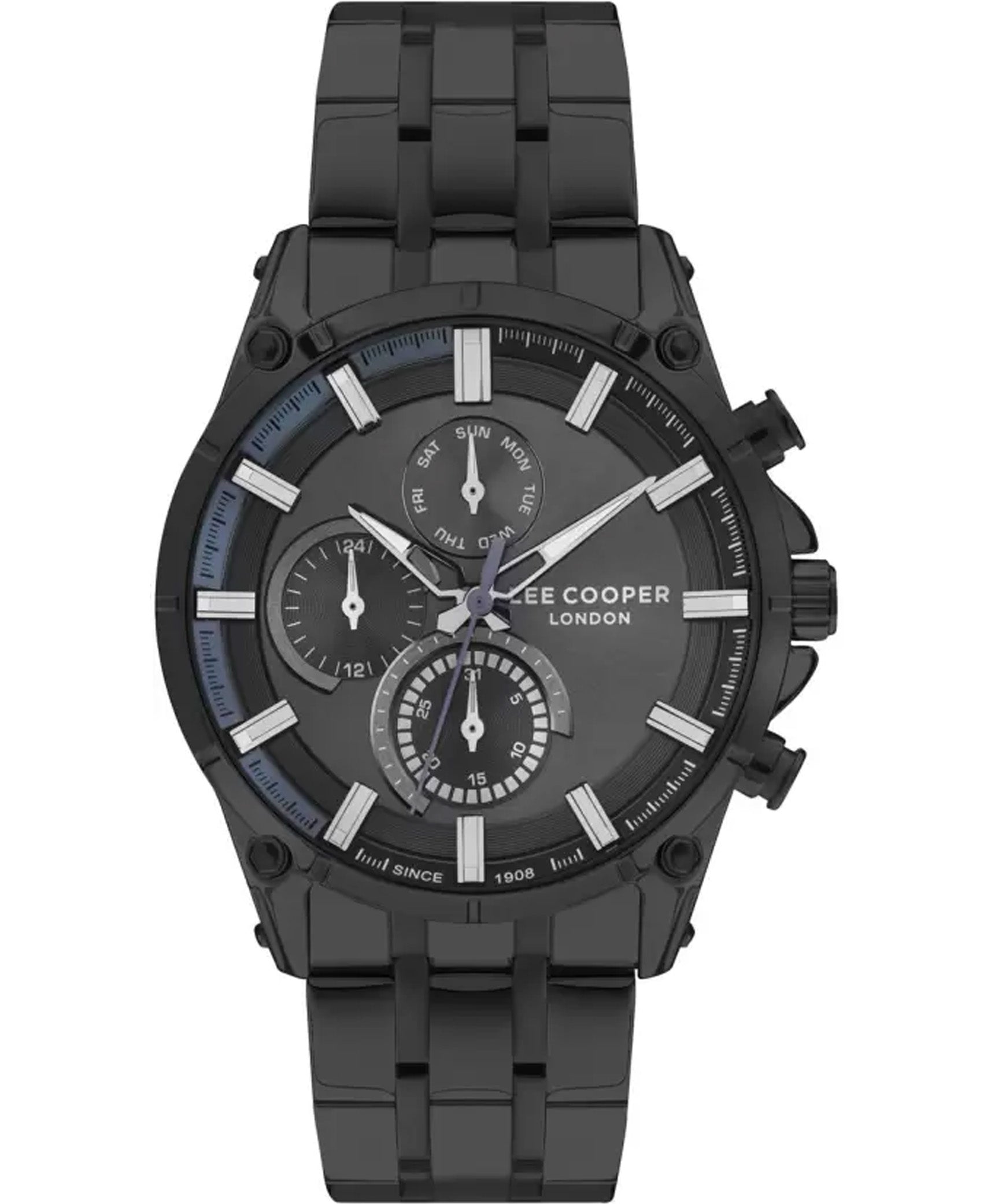 Lee Cooper  Multi Function Men's Watch Black Dial, Black Stainless Steel Strap, LC07532.650