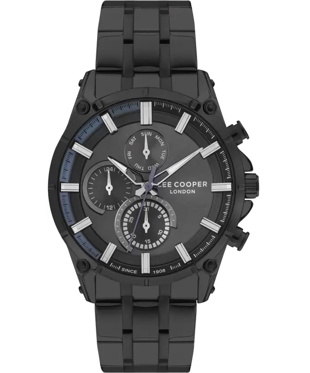 Lee Cooper  Multi Function Men's Watch Black Dial, Black Stainless Steel Strap, LC07532.650