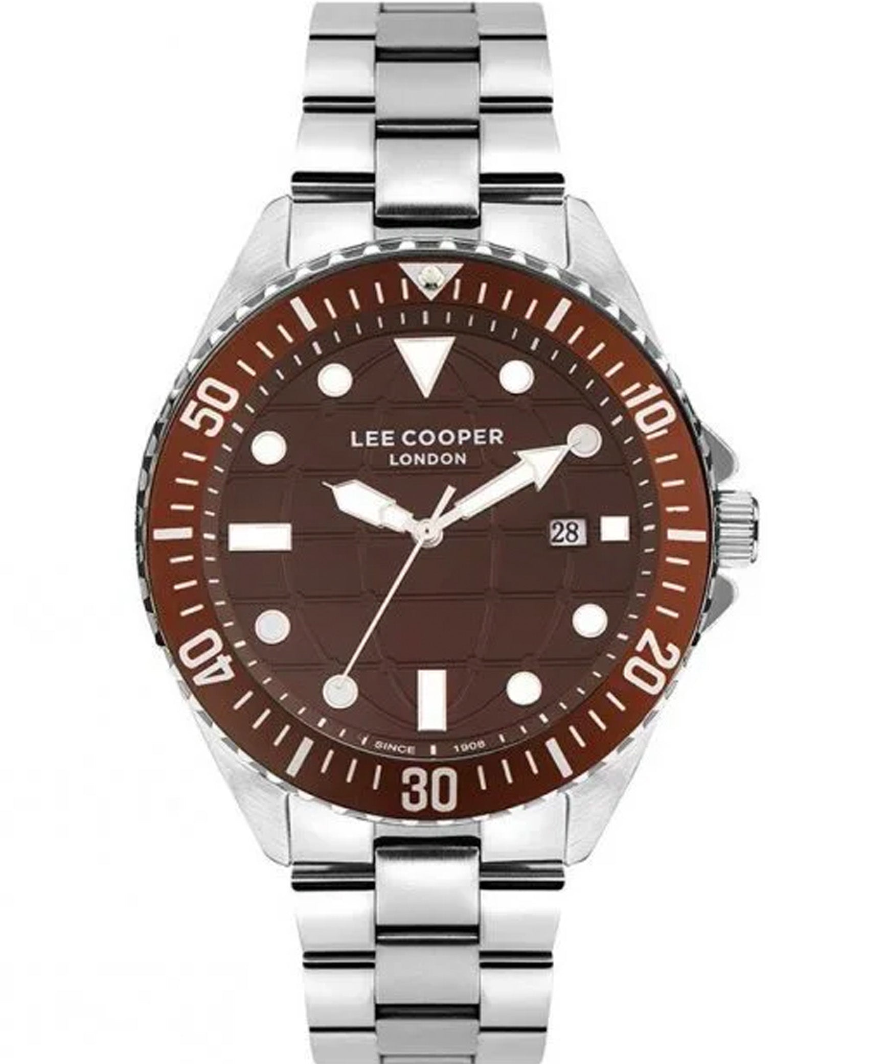 Lee Cooper  Multi Function Men's Watch Brown Dial, Silver Stainless Steel Strap, LC07541.340
