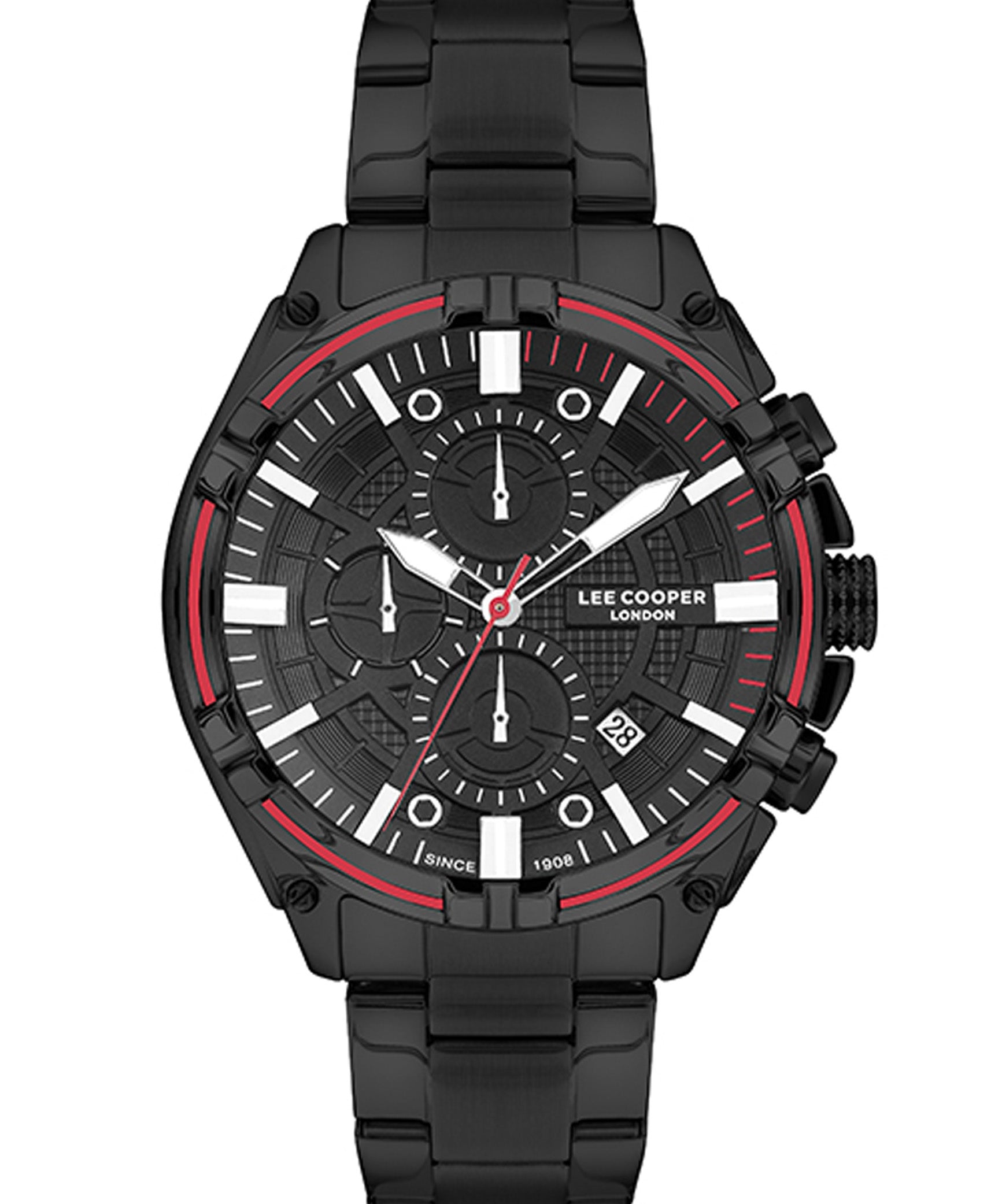 Lee Cooper  Multi Function Men's Watch Black  Dial, Black Stainless Steel Strap, LC07546.650