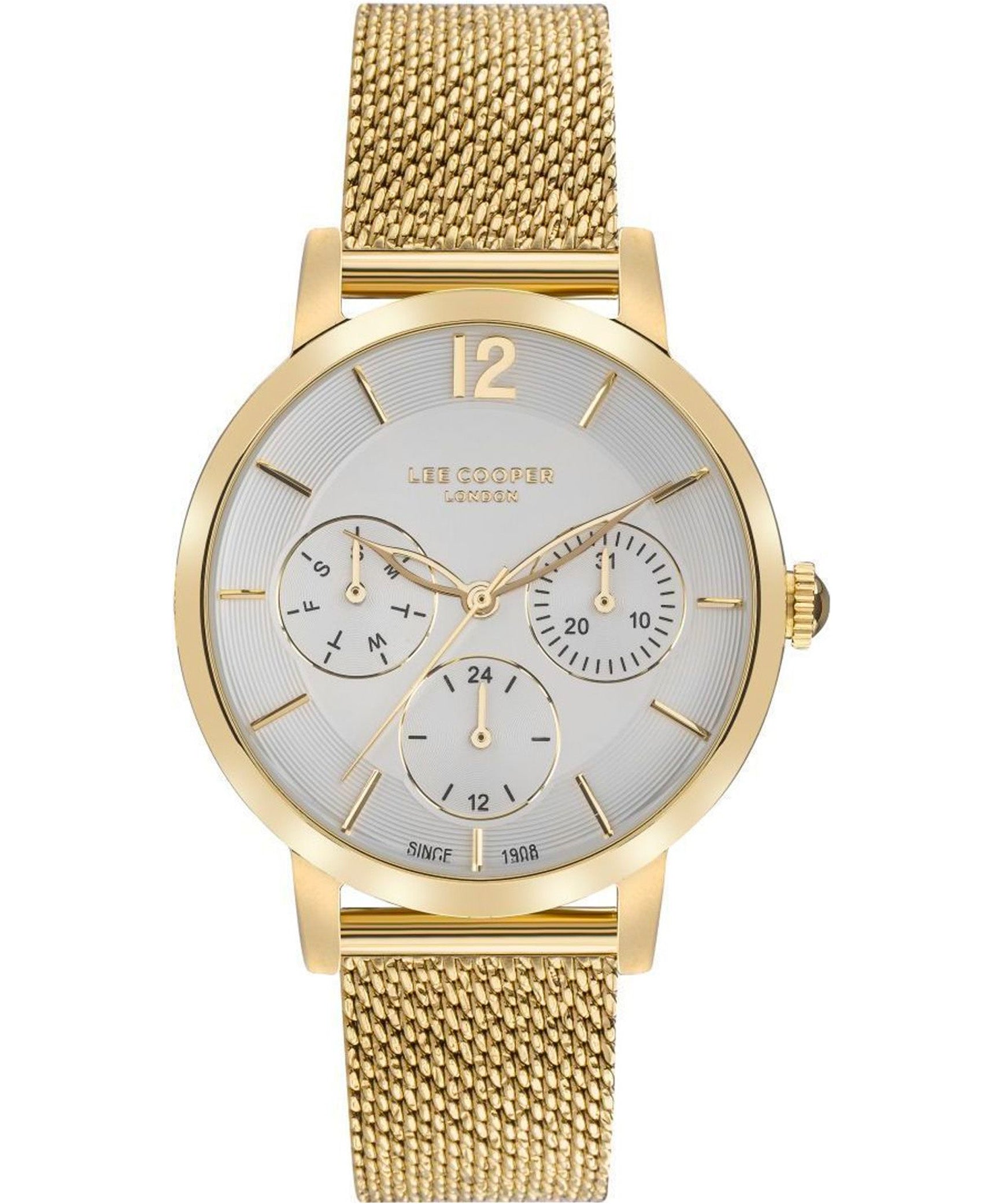 Lee Cooper  Multi Function Women's Watch Silver Dial, Gold Stainless Steel Band LC07552.130
