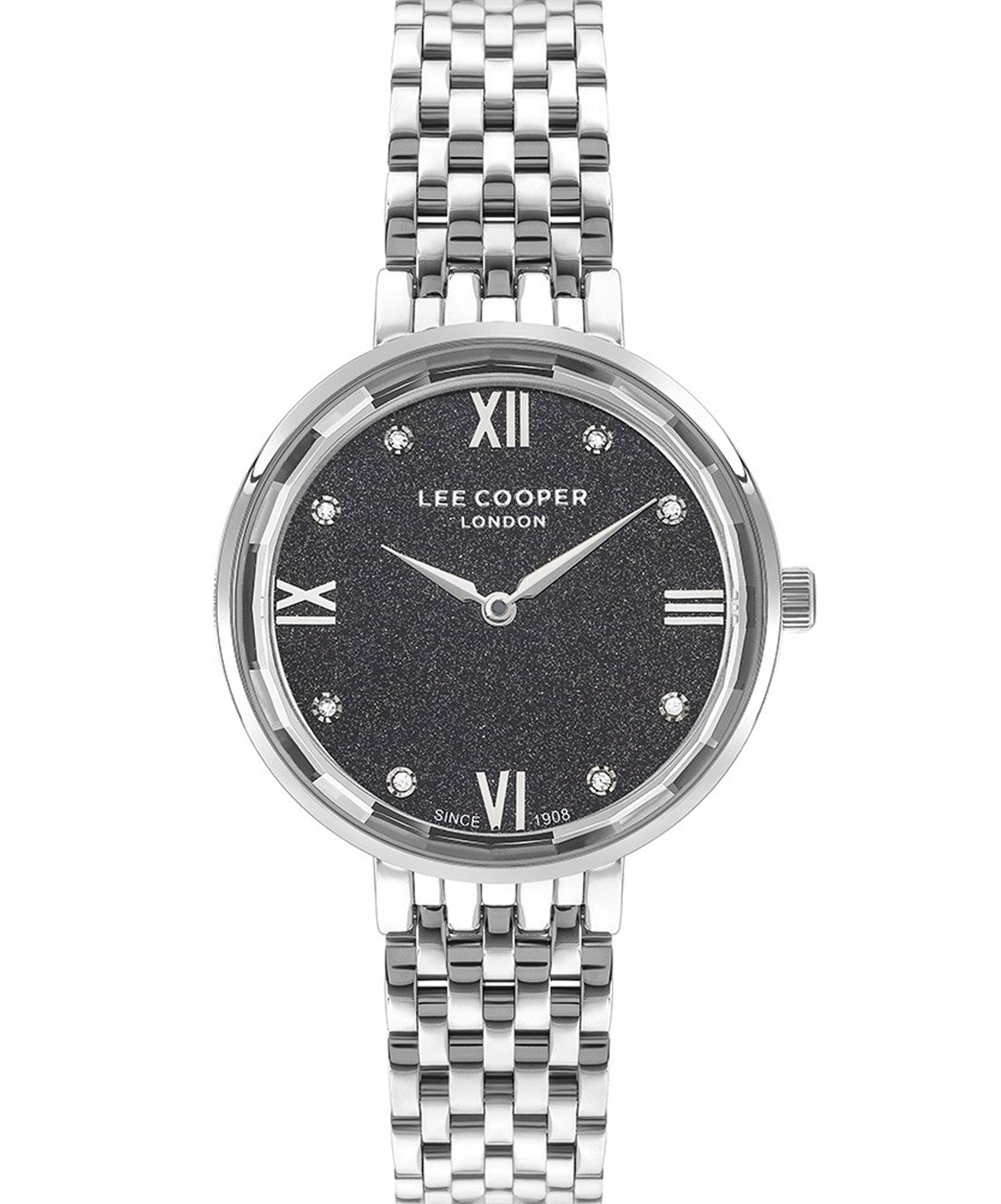 Lee Cooper  Women's Watch Black Dial Silver Metal Strap, LC07610.350