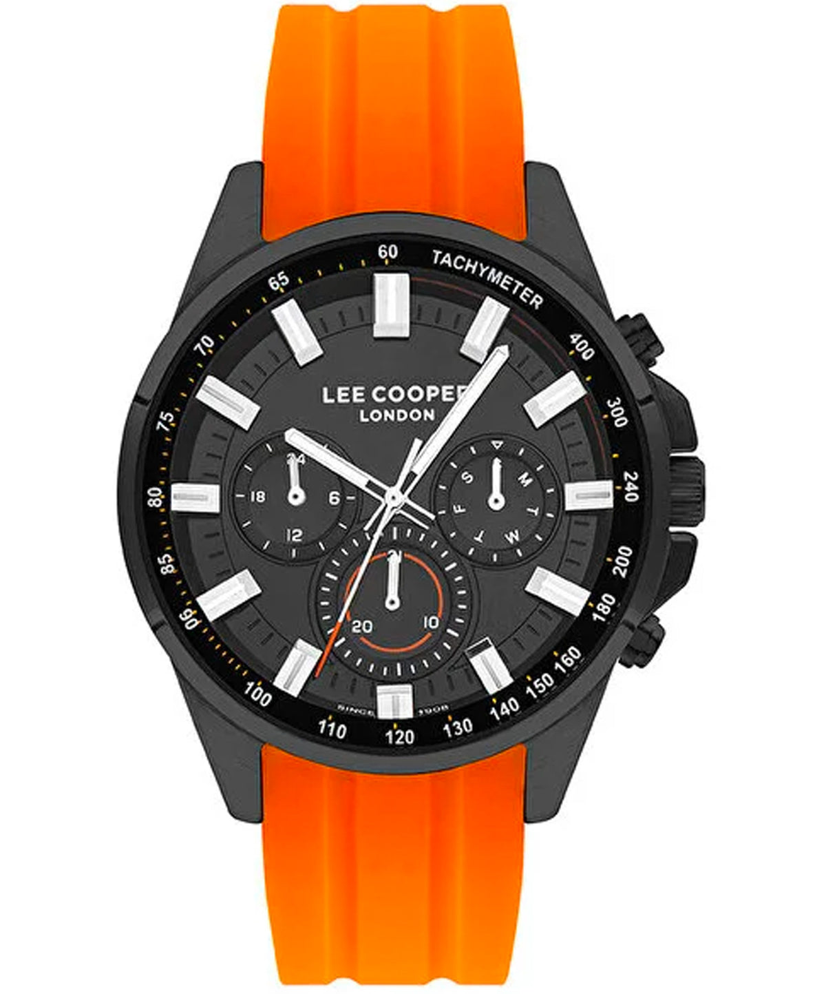 Lee Cooper  Men's Watch Black Dial Orange Silicone Strap, LC07635.657