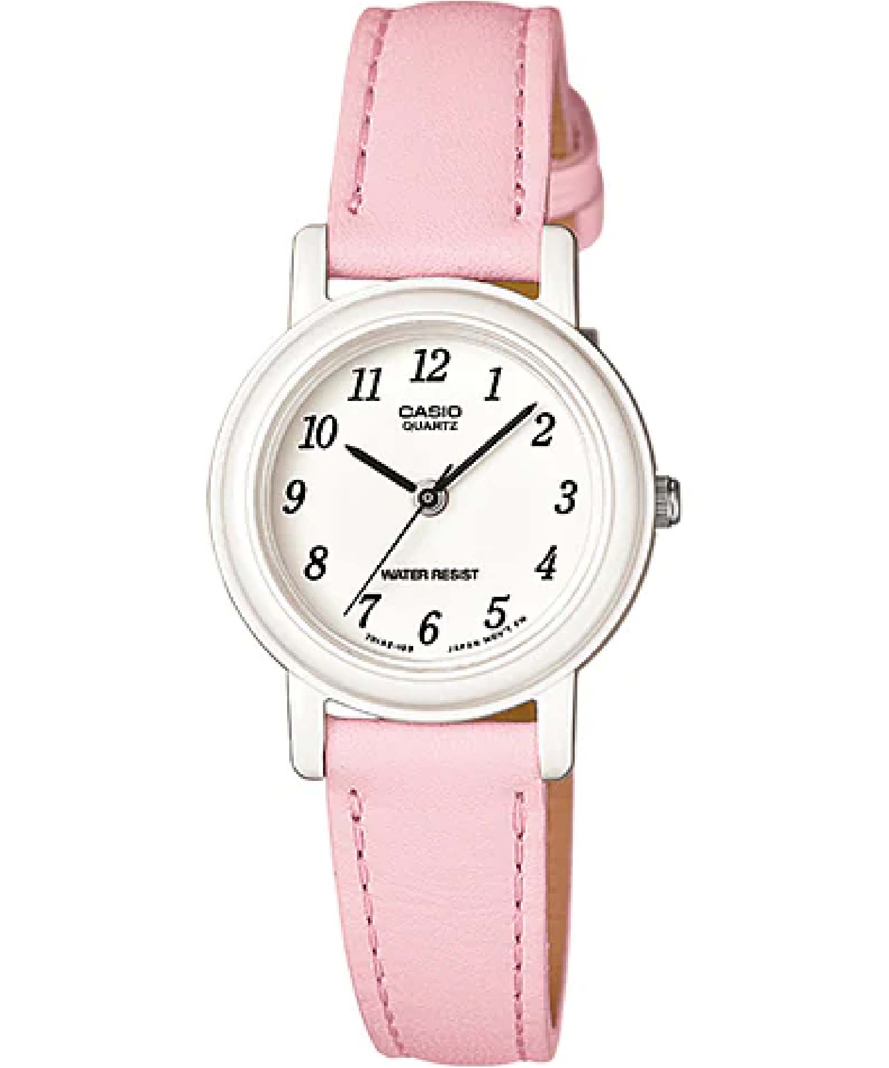 Casio Women's Watch Analog, White Dial Pink Leather Strap, LQ-139L-4B1DF