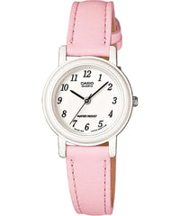 Casio Women's Watch Analog, White Dial Pink Leather Strap, LQ-139L-4B1DF