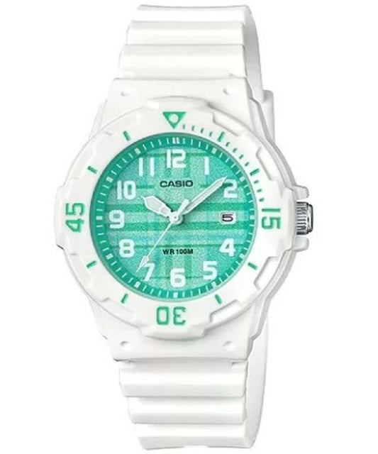 Casio men analog watch, green dial with comfortable strap, model CS-LRW-200H-3CVDF, Bahrain