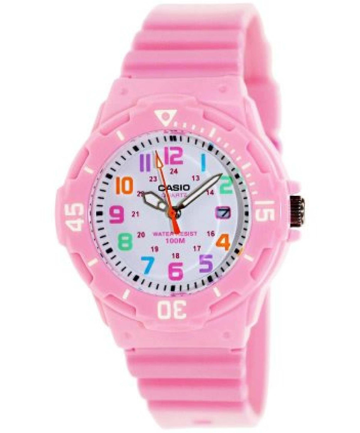 Casio Women's Watch Analog, White Dial Pink Resin Strap, LRW-200H-4B2VDF