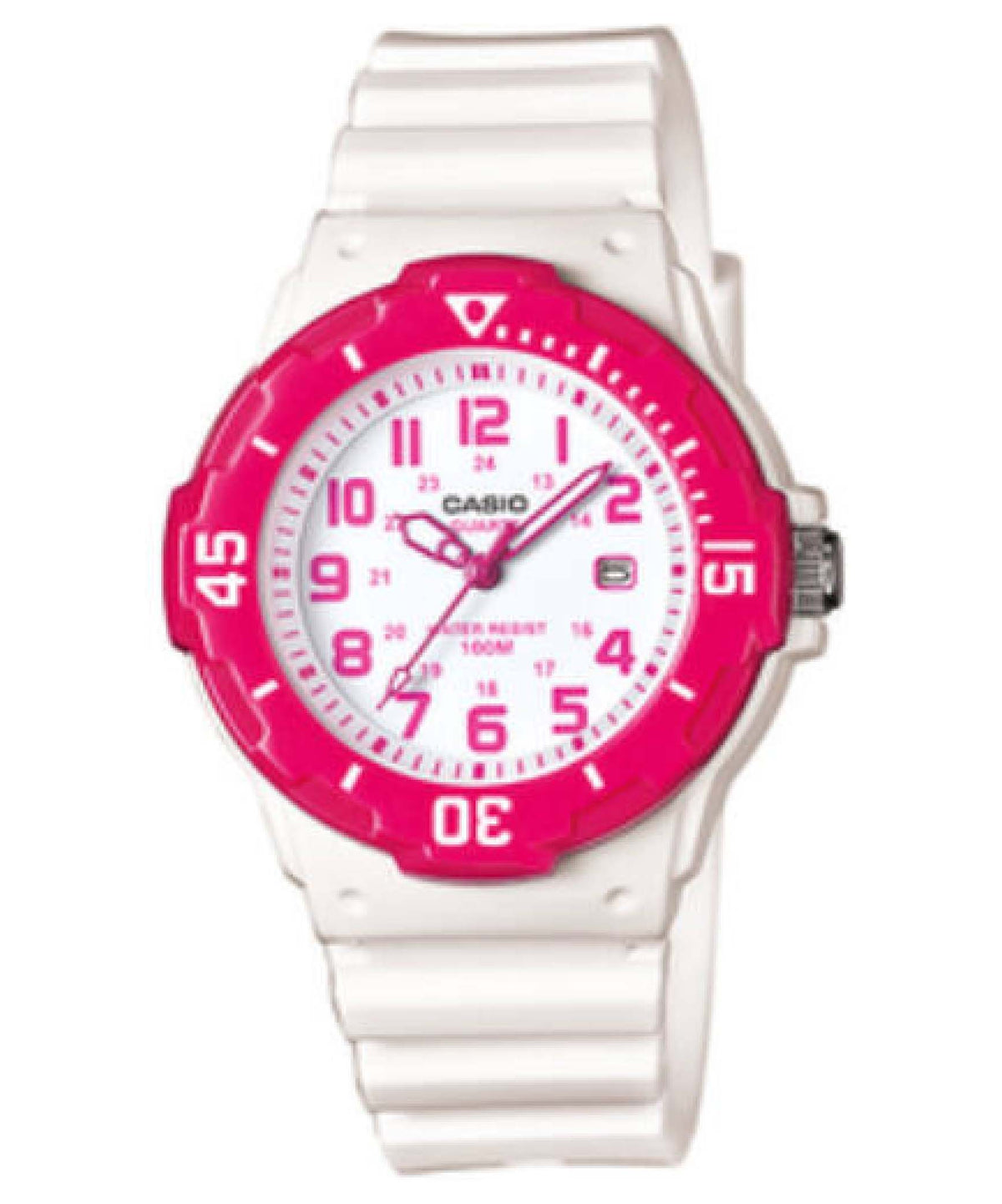 Casio Women's Watch Analog, Pink Dial White Resin Strap, LRW-200H-4BVDF