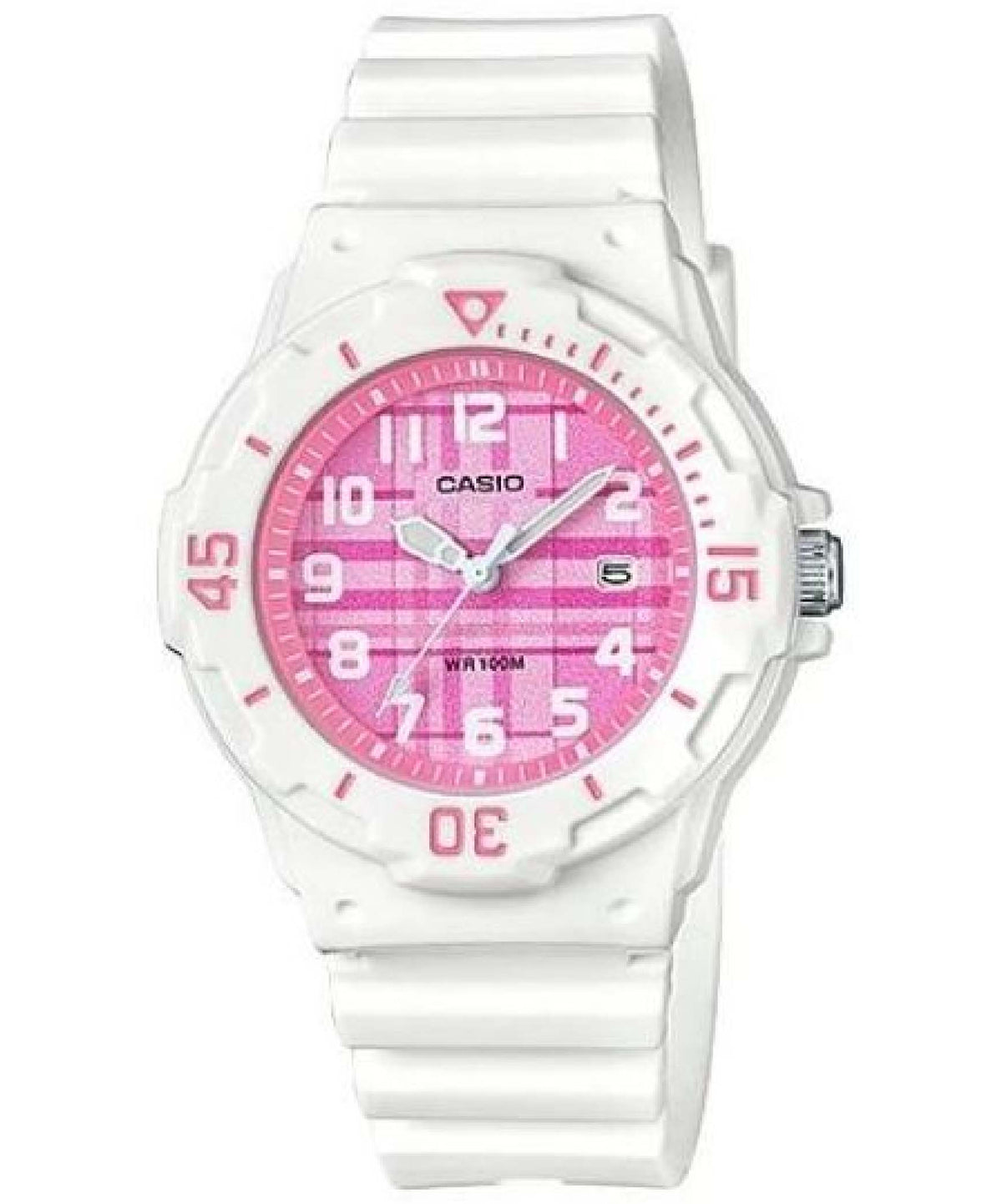 Casio Women's Watch Analog, Pink Dial White Resin Strap, LRW-200H-4CVDF