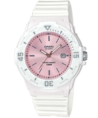 Casio Women's Watch Analog, Pink Dial White Resin Strap, LRW-200H-4E3VDF