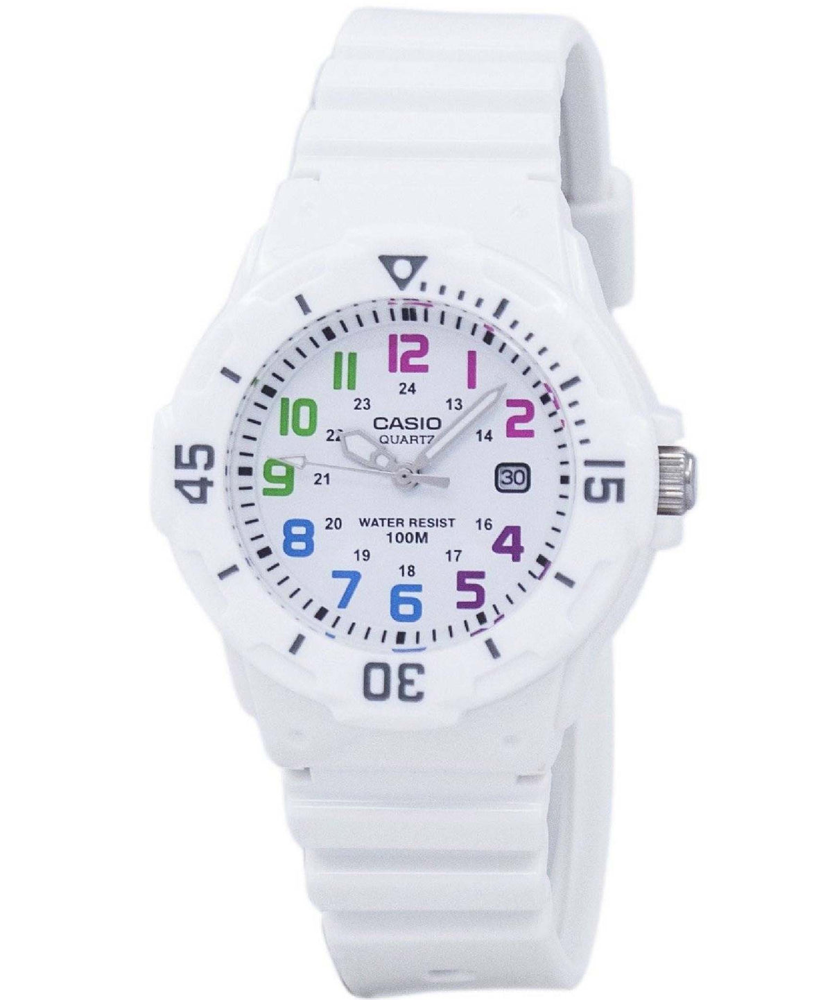 Casio Women's Watch Analog, White Dial White Resin Strap, LRW-200H-7BVDF