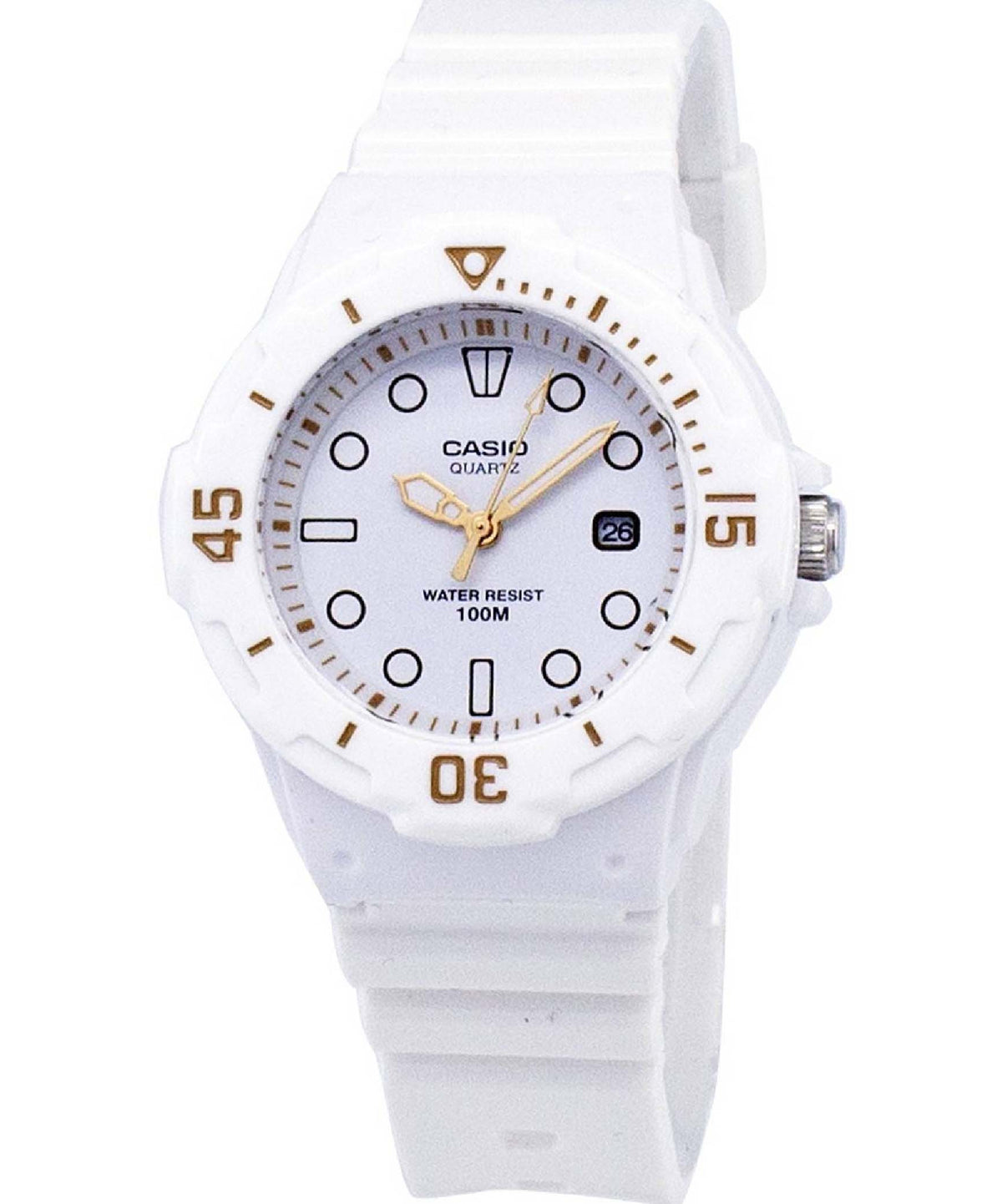 Casio Women's Watch Analog, White Dial White Resin Strap, LRW-200H-7E2VDF