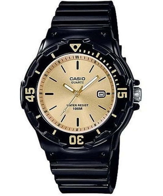 Casio men analog watch, gold dial with comfortable strap, model CS-LRW-200H-9EVDF, Bahrain