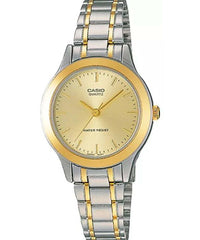 Casio Women's Watch Analog, Gold Dial Silver & Gold Stainless Steel Strap, LTP-1128G-9ARDF