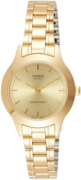 Casio men analog watch, gold dial with comfortable strap, model CS-LTP-1128N-9ARDF, Bahrain