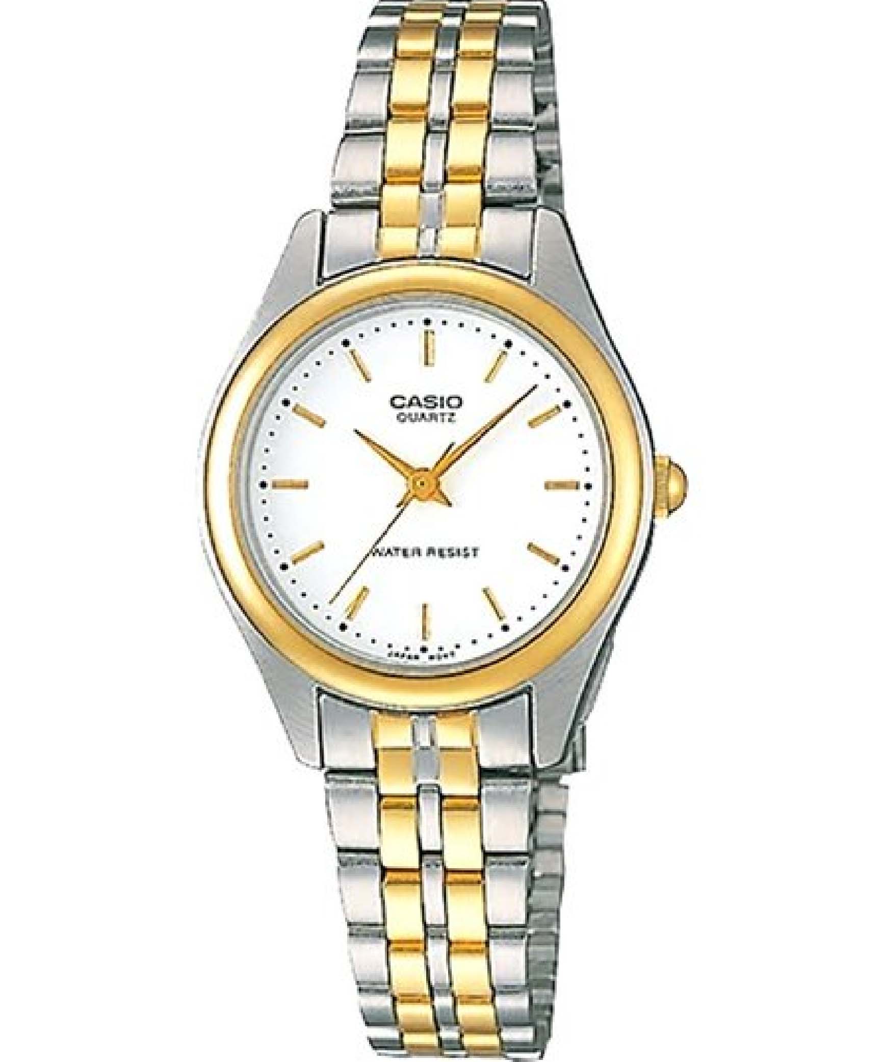 Casio Women's Watch Analog, White Dial Silver & Gold Stainless Steel Strap, LTP-1129G-7ARDF