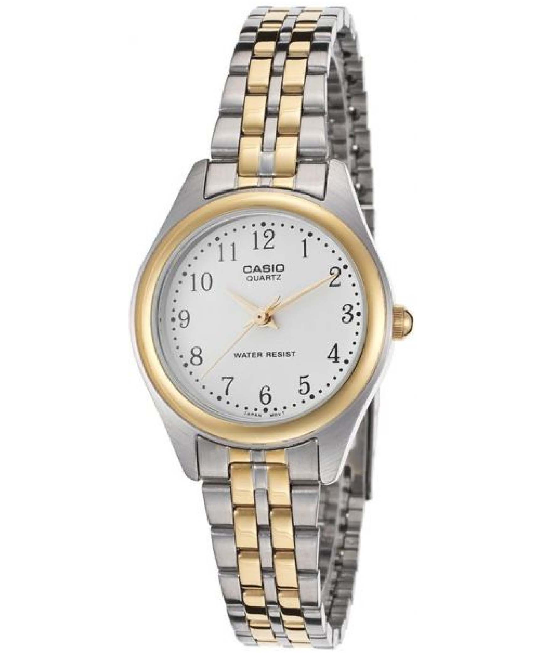 Casio Women's Watch Analog, White Dial Silver & Gold Stainless Steel Strap, LTP-1129G-7BRDF