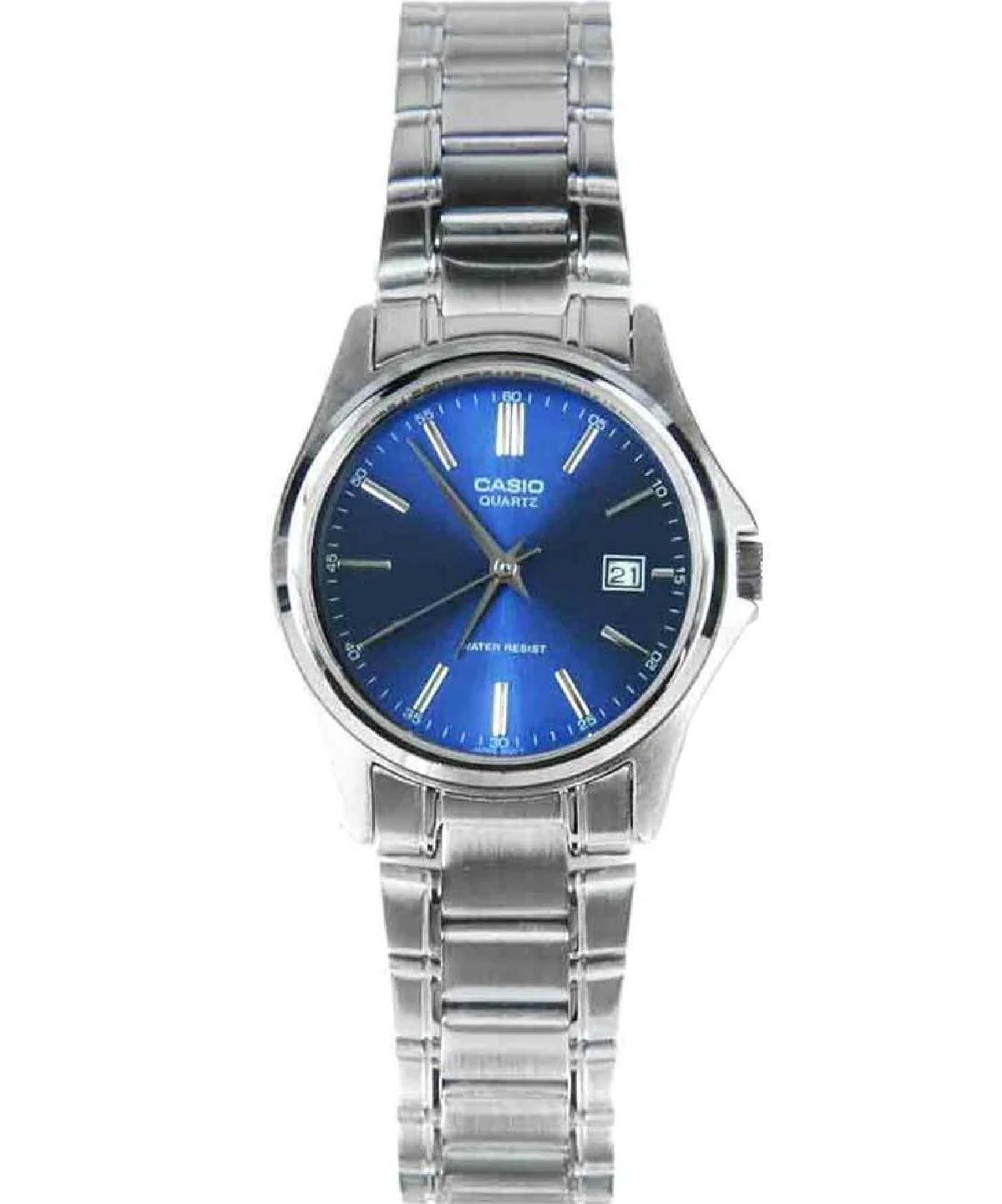 Casio Women's Watch Analog, Blue Dial Silver Stainless Steel Strap, LTP-1183A-2ADF