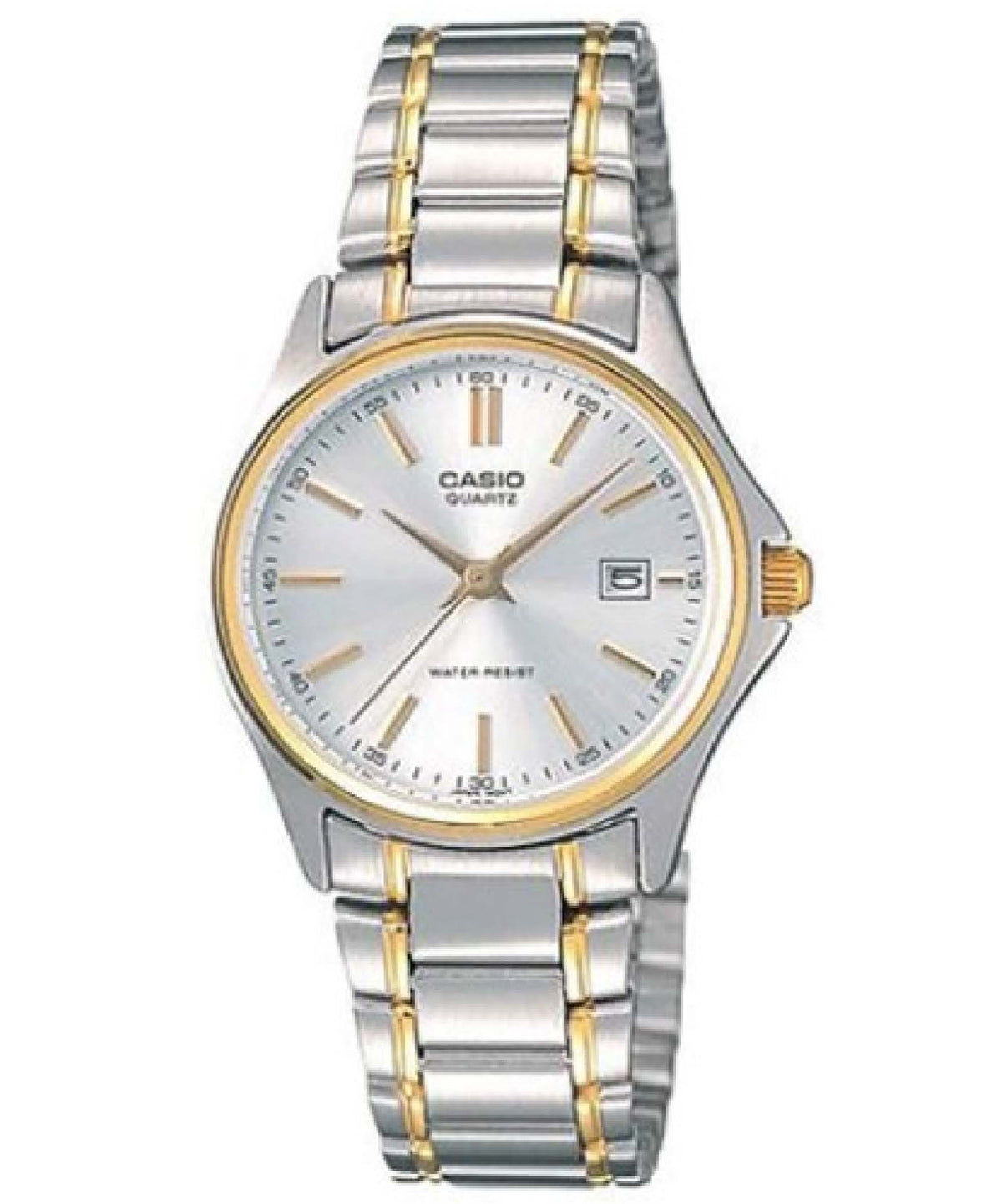 Casio Women's Watch Analog, Silver Dial Silver & Gold Stainless Steel Strap, LTP-1183G-7ADF