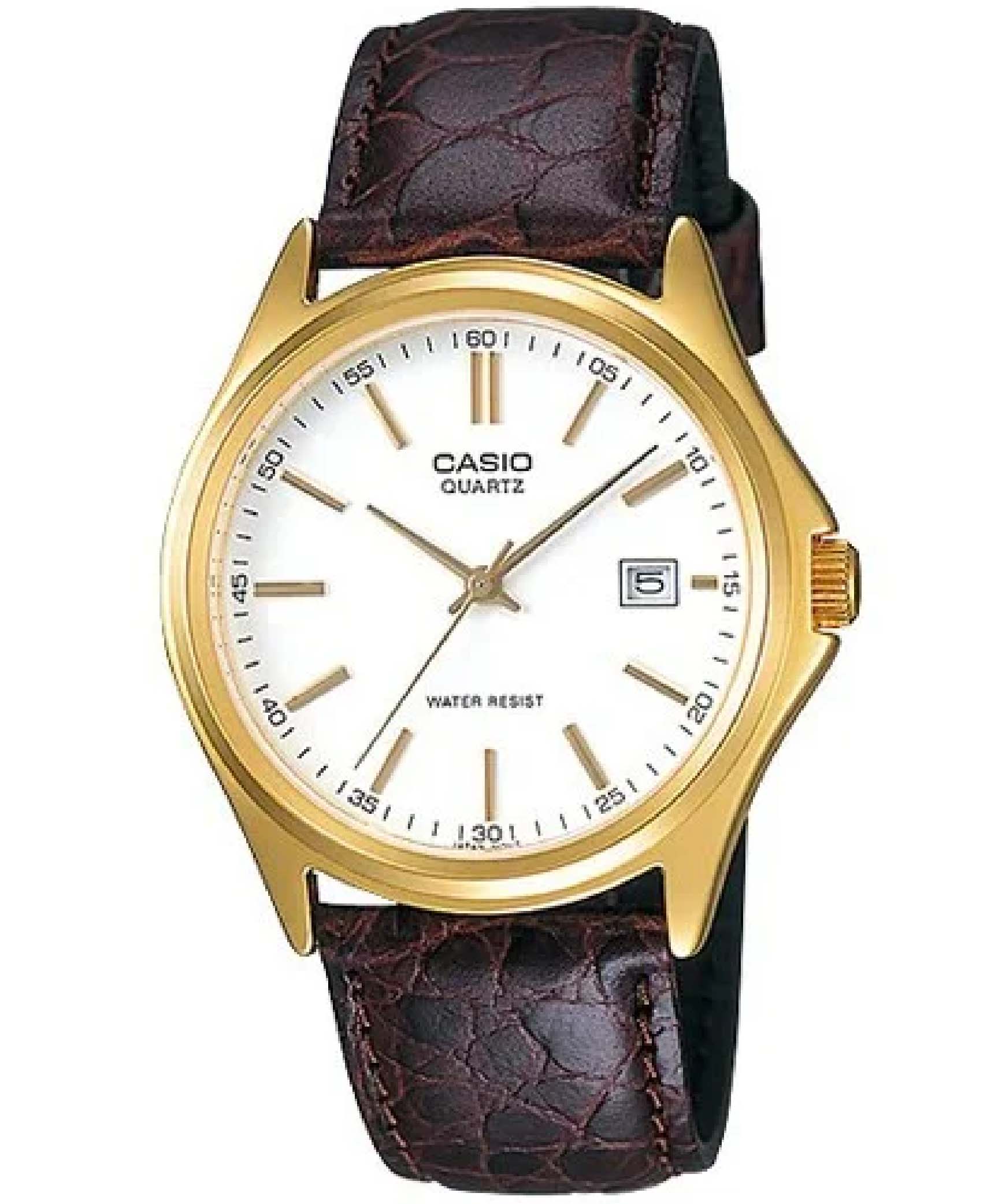 Casio Women's Watch Analog, White Dial Brown Leather Strap, LTP-1183Q-7ADF