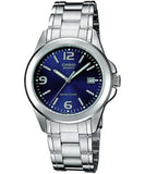 Casio Women's Watch Analog, Blue Dial Silver Stainless Steel Strap, LTP-1215A-2ADF