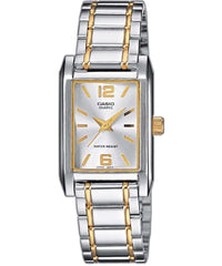 Casio Women's Watch Analog, Silver Dial Silver & Gold Stainless Steel Strap, LTP-1235SG-7ADF