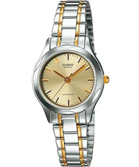 Casio Women's Watch Analog, Champagne Dial Silver & Gold Stainless Steel Strap, LTP-1275SG-9ADF