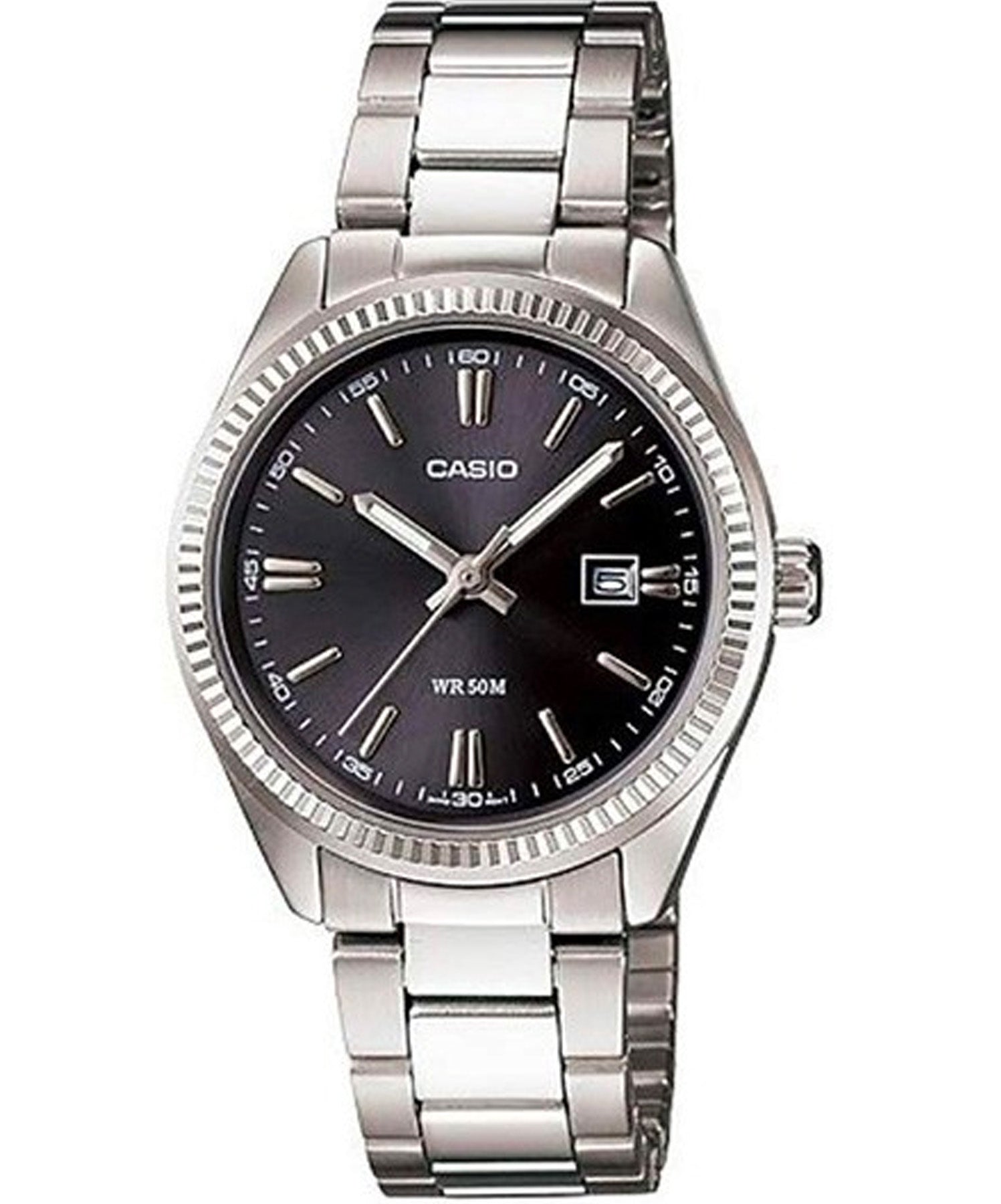 Casio Women's Watch Analog, Black Dial Silver Stainless Steel Strap, LTP-1302D-1A1VD