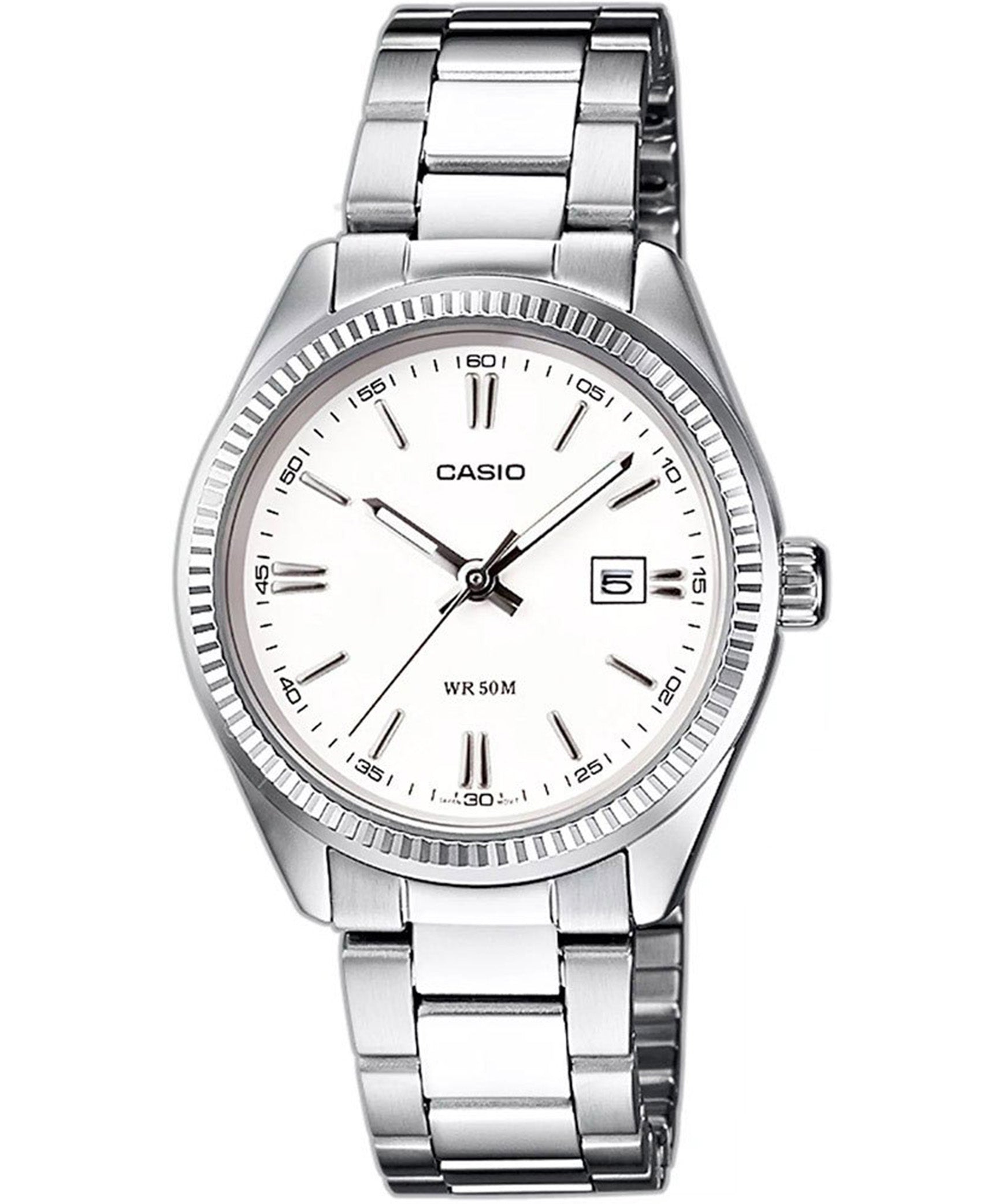 Casio Women's Watch Analog, White Dial Silver Stainless Steel Strap, LTP-1302D-7A1VD