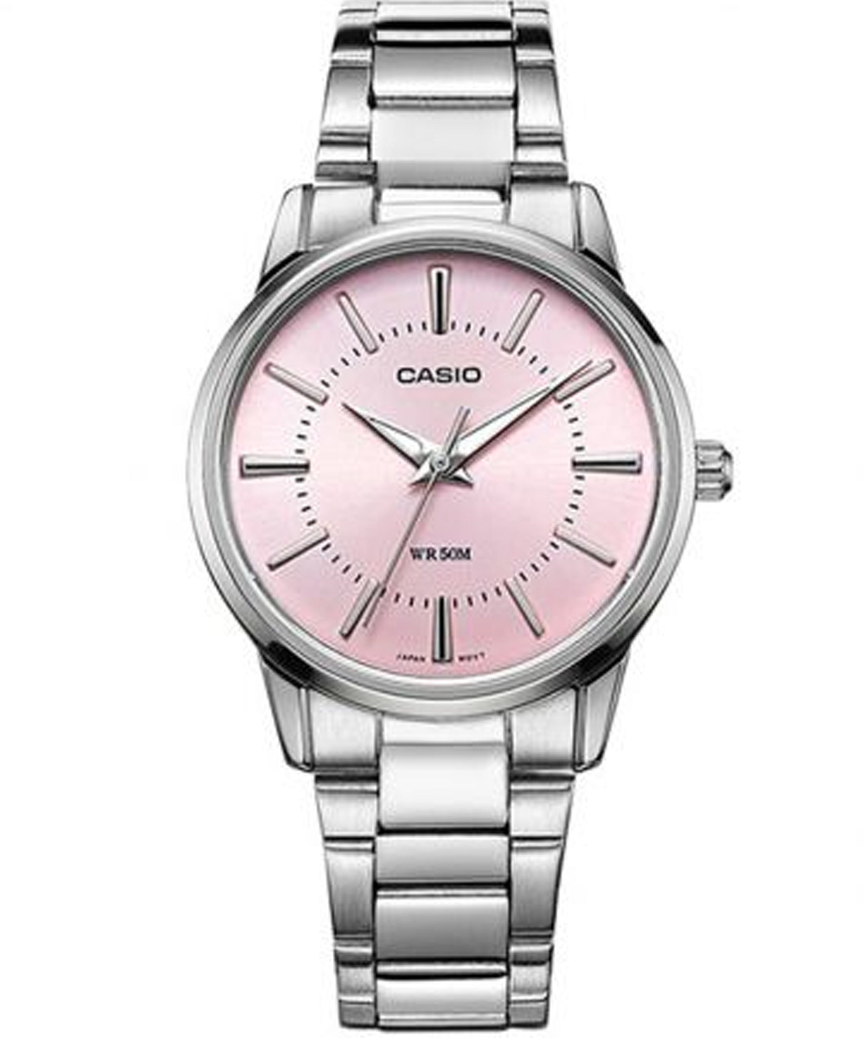 Casio Women's Watch Analog, Pink Dial Silver Stainless Steel Strap, LTP-1303D-4AVDF