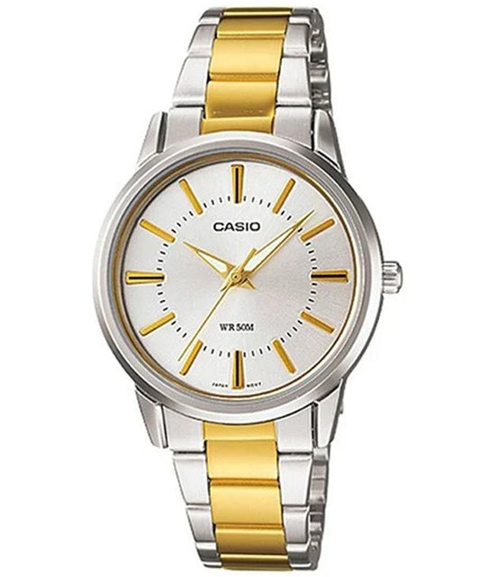 Casio men analog watch, silver dial with comfortable strap, model CS-LTP-1303SG-7AVD, Bahrain