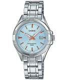 Casio Women's Watch Analog, Blue Dial Silver Stainless Steel Strap, LTP-1308D-2AVDF