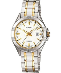 Casio Women's Watch Analog, White Dial Silver & Gold Stainless Steel Strap, LTP-1308SG-7AVD