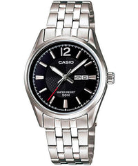 Casio Women's Watch Analog, Black Dial Silver Stainless Steel Strap, LTP-1335D-1AVDF