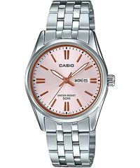 Casio Women's Watch Analog, Pink Dial Silver Stainless Steel Strap, LTP-1335D-4AVDF