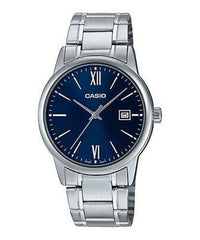 Casio Unisex Watch Analog Display, Navy Blue Dial Stainless Steel  Band , LTP-V002D-2B3UD