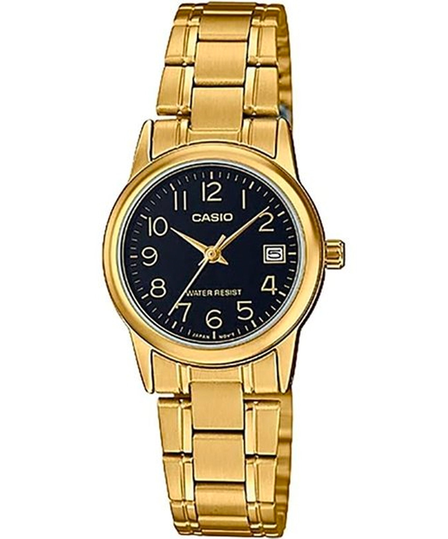 Casio Women's Watch Analog, Black Dial Gold Stainless Steel Strap, LTP-V002G-1BUDF