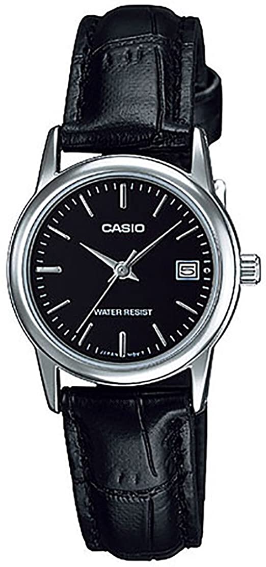 Casio men analog watch, black dial with comfortable strap, model CS-LTP-V002L-1AUDF, Bahrain