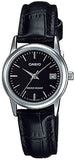 Casio Women's Watch Analog, Black Dial Black Leather Strap, LTP-V002L-1AUDF