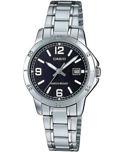 Casio men analog watch, black dial with comfortable strap, model CS-LTP-V004D-1B2UD, Bahrain