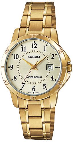 Casio men analog watch, gold dial with comfortable strap, model CS-LTP-V004G-9BUDF, Bahrain