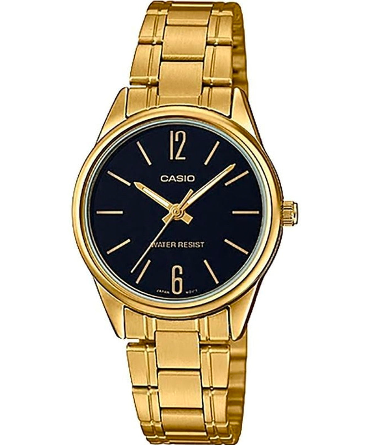 Casio Women's Watch Analog, Black Dial Gold Stainless Steel Strap, LTP-V005G-1BUDF