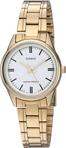 Casio Women's Watch Analog, White Dial Gold Stainless Steel Strap, LTP-V005G-7AUDF