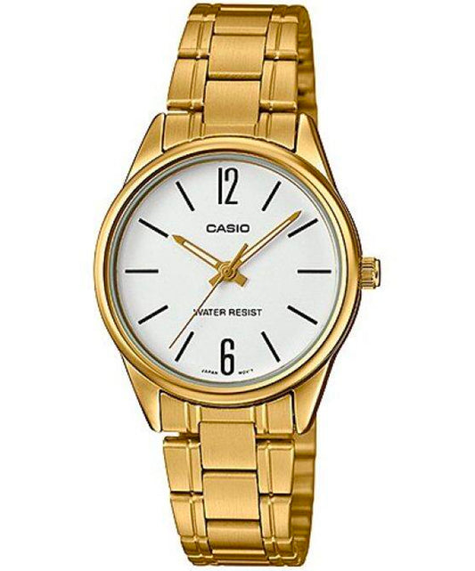 Casio men analog watch, white dial with comfortable strap, model CS-LTP-V005G-7BUDF, Bahrain