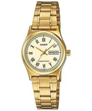 Casio Women's Watch Analog, Champagne Dial Gold Stainless Steel Strap, LTP-V006G-9BUDF